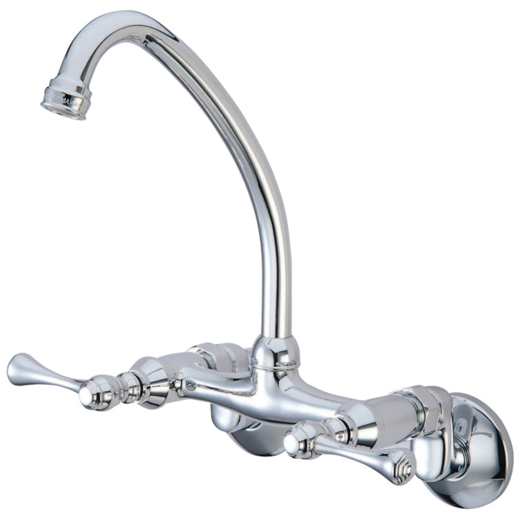 Kingston Brass Adjustable Wall Mounted Double Handle Kitchen Faucet